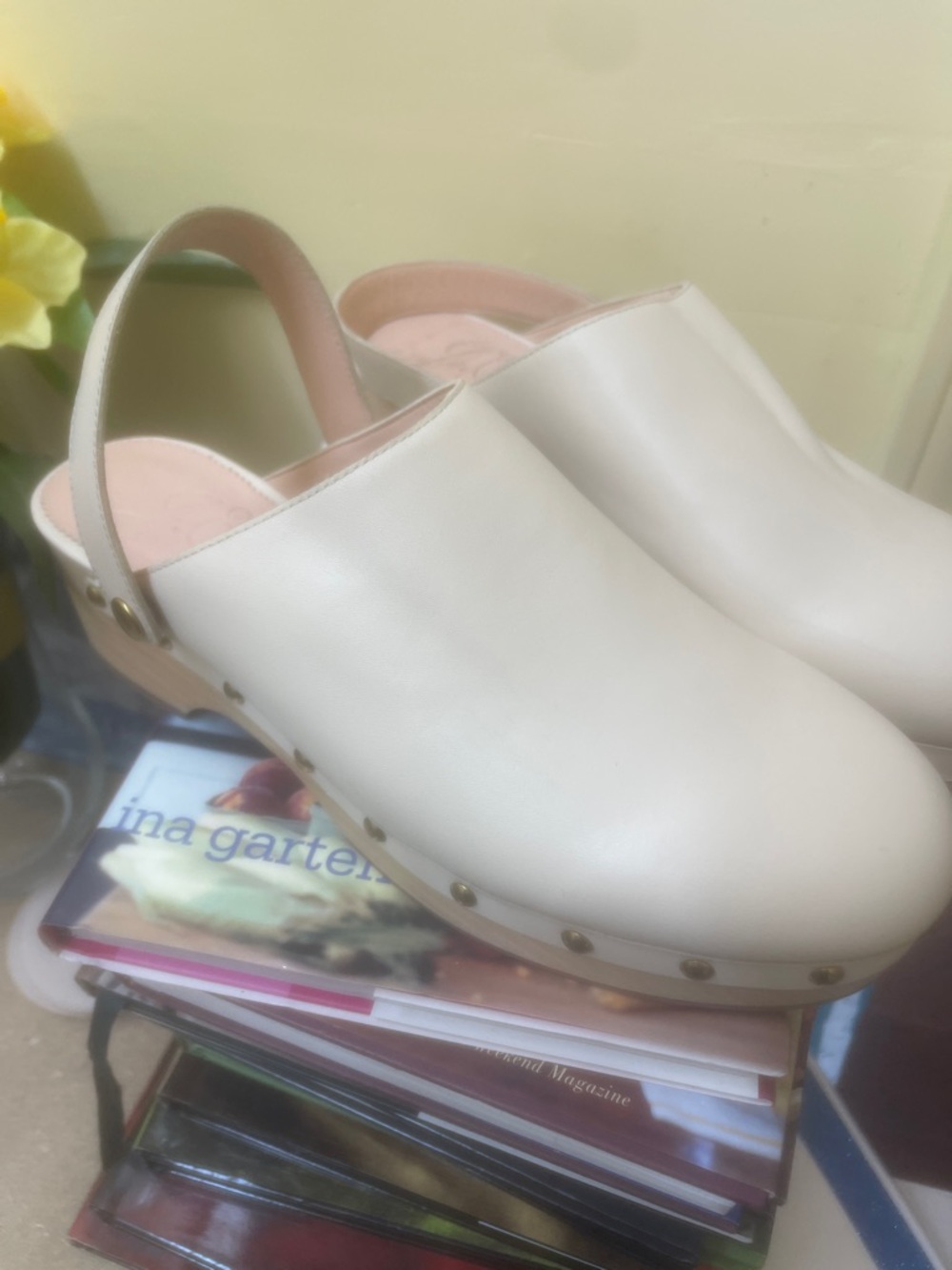 J. Crew Cream Leather Slingback Mules